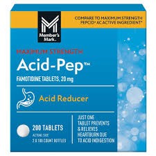 Member's Mark Acid-Pep Acid Reducer Tablets – 20 mg Famotidine, 100 Tablets (2 Pack)