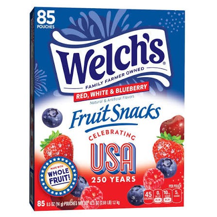 Welch's America's 250th Anniversary Fruit Snacks – 0.5 oz. (85 Pack)
